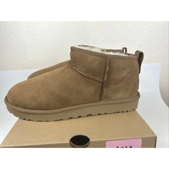 UGG Classic Ultra Mini Platform Chestnut Size 10 Boots 1116109 Booties Wool - Picture 9 of 16